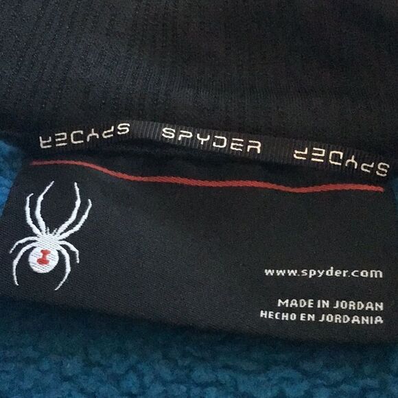 Spyder Blue Black Fleece Lined Stretch Knit Performance Zip Up Jacket - Picture 13 of 16